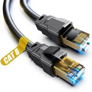 바보구 이더넷 케이블 30FT 헤비 듀티 26AWG 고속 40GBPS 2000MHZ 골드 도금 RJ45 차폐 방풍 실내 실외 LAN 케이블 게이밍 PC PS5 XBOX 모뎀 라우터용