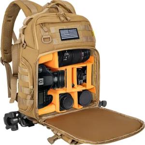 DSLR/SLR/거울 없는 사진 카메라용 토리비오 백팩 방수 전술 여행 가방 케이스 15.6인치 노트북 수납공간