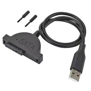 노트북 CD DVD 드라이브용 ELFJMZP 슬림 SATA USB 어댑터 케이블 U2013 13핀 컨버터 외장 광학 드라이브 50CM 검은색