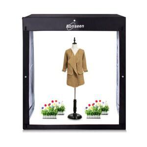 사진 LED 대형 라이트 박스 KONSEEN PROFESSIONAL 47 X20 X55 연속 조명 플래시 비디오 스튜디오 디매블 큐브 촬영 텐트 소프트박스 3가지 색상 PVC 배경과 휴대용 가방