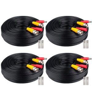 WILDHD BNC 케이블 4X100FT 올인원 비디오 전원 카메라 와이어 최대 5MP HD CCTV DVR 감시 시스템용 100FT 4PACK 블랙