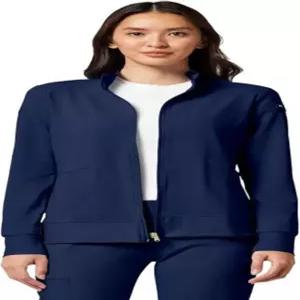 체로키 여성 지퍼 프론트 스크럽 재킷 포켓 2개 프린세스 솔기 수분 흡수 360 스트레치 패브릭 - CK303 Small Navy