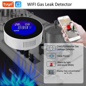 가스탐지기 WIFI 투야 천연 LPG 가스 감지기, 솔레노이드 차단 센서 전자 밸브 CH4 경보 메탄 자동 스마트