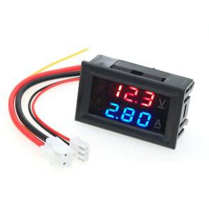 검침기 DC0100V 10A 50A 100A 전압계 전류계 게이지 LED 블루 0 ''LED 디스플레이 28 분배기 듀얼 디지털 레드
