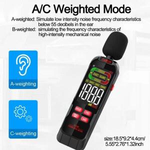 데시벨측정기 USB 충전 AC 가중 디지털 사운드 계량기, 레벨 소음측정기 30130DB 오디오 데시벨 노이즈 계량기