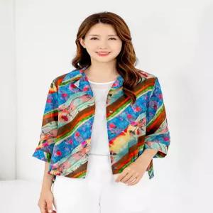 [모슬린]엄마옷 자켓 인견 카라 7부 605FGH114 마담중년여성빅사이즈50대60대