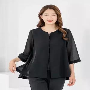 [모슬린]엄마옷 자켓 쉬폰 7부 시스루 정장라운드  605FGH116 마담중년여성빅사이즈50대60대