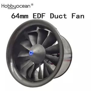 무선 RC소품 Hobbyocean 64mm EDF 비행기11개 블레이드 포함 덕트 팬 4S 3500KV 3S 3900KV 50A RC 제트 비