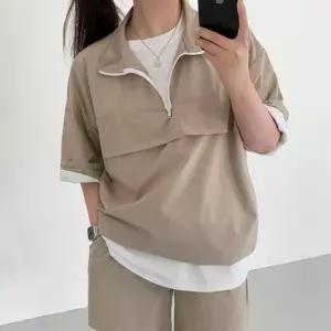 캐주얼 여성 바다 여행 패션 반팔 아노락 바지 세트 IoU75PTh