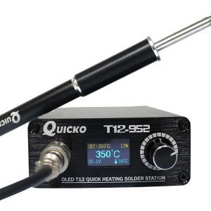 QUICKO T12-952 납땜 스테이션 M8 검정색 금속 손잡이와 다양한 유형의 납땜 인두 팁