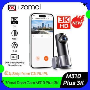 글로벌 버전 70mai 대시캠 M310 플러스 3K 1620P WDR F1.55 조리개 음성 제어 차량용 DVR Wi-Fi 6 지원 24