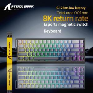 마그네틱 스위치 게이밍 키보드 Attack Shark X68HE 및 FreeWolf F68/F68Pro 8K 유선 1K 무선 RGB 빠른 트