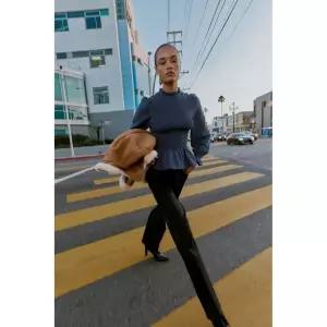 ZARA 허니콤 셔츠 - 블루 2089/159/400