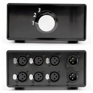 TIANCOOLKEI XLR-3J1 스테레오 3-in/1-out 3방향 XLR 밸런스드 패시브 오디오 신호 입력 선택기 스위치
