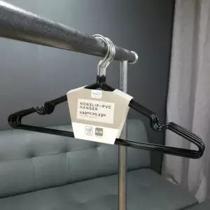 논슬립 PVC 코팅 옷걸이 10P 검정 조립식행거 행거