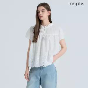[ab.plus] 펀칭 자수 레이스 반팔 블라우스 (LSA2MB71A)
