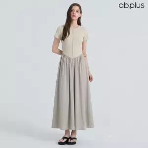 [ab.plus] 셔링 플레어 반팔 롱 원피스 (LSA2MO43A)