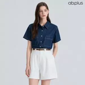 [ab.plus] 썸머 데님 스티치 반팔 셔츠 (LSA2MB76A)