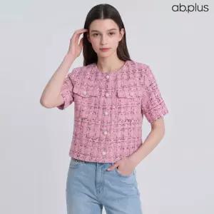 [ab.plus] 진주 포인트 체크 반팔 트위드 자켓 (LSA2MJ35A)