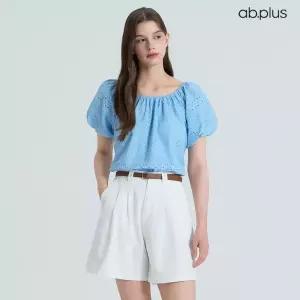 [ab.plus] 펀칭 레이스 투웨이 반팔 블라우스 (LSA2MB41A)