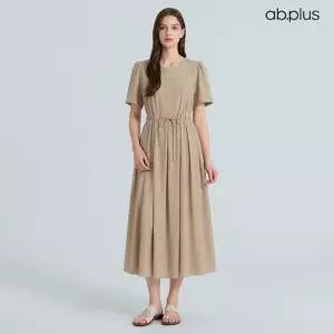[ab.plus] 허리 리본끈 플리츠 나일론 반팔 원피스 (LSA2MO36A)