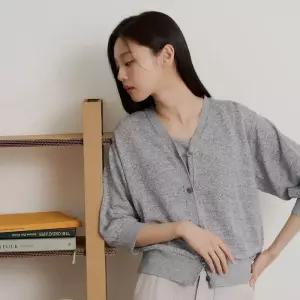 빈폴 레이디스 [SS26]리넨 솔리드 7부 가디건 카디건 - 그레이 BF645AC073 103797