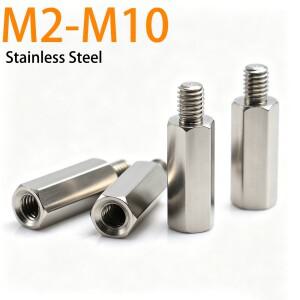 2-10pcs 303 스테인레스 스틸 남성 여성 육각 스탠드오프 스페이서 PCB 마더보드 지지대 나사 포스트 M2-M1