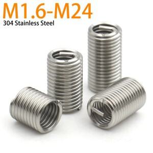 2/5/10/30pcs M1.6 M2 M2.5 M3 M4 M5 M6 M8 ~ 304 스테인레스 스틸 코일 와이어 헬리컬 부싱 슬리브 스레드