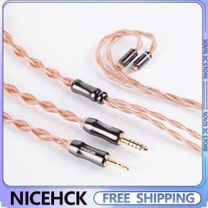 NICEHCK 가을 IEM 업그레이드 케이블 18.6 AWG 이중층 동축 초순수 단결정 구리 와이어 금도금 2핀 OFC 4.4