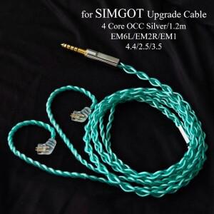 SIMG 호환OT EM6L EM2R EM1 업그레이드 케이블 - 4코어 동축 리츠 OCC 4.4mm 밸런스드 HiFi 와이어 0.78mm