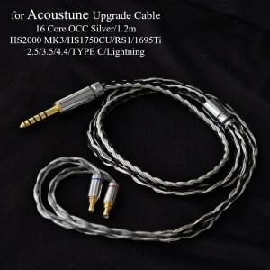 Acoustune 호환 HS2000 MK3/HS1750CU/RS1/1695Ti 업그레이드 케이블(마이크 포함) 4.4mm 밸런스드 및 3.5mm