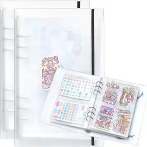 2pcs A5 스티커 수집 앨범 플래너 정리용 정리함 카드 3개의 다른 크기 주머니