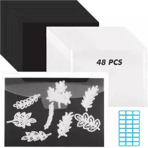 다이 보관용 48개 5 x 7인치 마그네틱 시트 0.6mm 두께의 비접착성 컷 필수 세트 24개 포켓+라벨 스티커