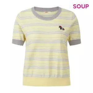 [SOUP](타임스퀘어점패션관)컬러풀 자수 스트라이프 배색 니트 (S65LK17)