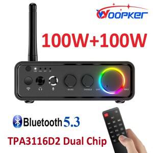 WOOPKER 200W 사운드 앰프 MT19 BT TPA3116D2 블루투스 5.3 클래스 D 채널 2.0 홈 가라오케용 RGB 조명이