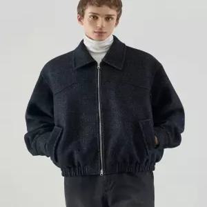 드로우핏 헤링본 카라 집업 블루종 자켓 [NAVY] 트러커 크롭자켓 DFJK3414NV 3438