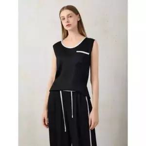 아이잗컬렉션플리츠 라운드넥 슬리브리스 블라우스 CS5A0BL513 1097583