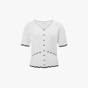 [백화점 정품] 잇미샤 칼라 라인 브이넥 하프 슬리브 가디건 니트 ITQ6KPO960