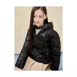 [국내백화점 매장정품] 빈폴 BEANPOLE 키즈 KIDS 덕다운 체크 후드 경량 패딩 블랙 (BI5938U075) BI5938U07