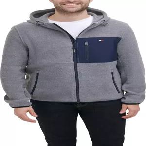 토미 힐피거 남성 후드 퍼포먼스 플리스 재킷