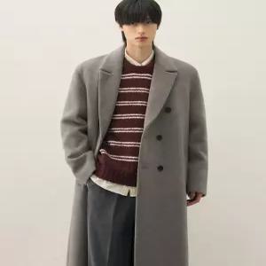 드로우핏 프리미어 퓨어 울 로브 더블 코트 [MELANGE TAUPE] 겨울 더블코트 DFCT5