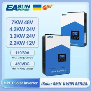 EASUN POWER 하이브리드 태양광 인버터 MPPT 순수 사인파 6.2KW 4.2KW 3.2KW 2.2KW 48V 24V 12V 220v 태양