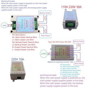 UPS 모듈 백업 전원 공급 장치 보드 정전 자동 전환 스위치, AC 110V 120 220V, 50 60HZ, 10, 30A