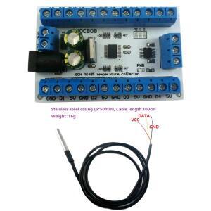 R4DCB08 8 채널 DS18B20 RS485 Modbus Rtu 온도 센서 원격 수집 모니터 디지털 온도계 모듈