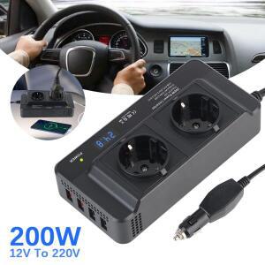 자동 장착 인버터 자동차 200W 인버터 DC에서 AC 400W 피크 전력 AC EU 소켓 4 USB 액세서리 담배 라이터 1