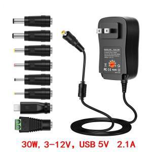DC 3V 4.5V 5V 6V 7.5V 9V 12V 30W 어댑터 미국 EU 영국 AU 조절 가능 전원 어댑터 USB 2.1A 범용 충전기