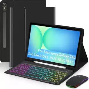탭 S10 라이트/S10 FE 5G/S9 10.9 인치/S9 11 인치 7 컬러 백라이트 탈착식 USB-C 키패드 마그네틱 커버