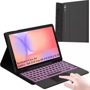 탭 S10 라이트/S9 FE/S10 5G S9 11인치 S펜 홀더용 7가지 색상 백라이트 키보드 케이스 슬림 스탠드 커버