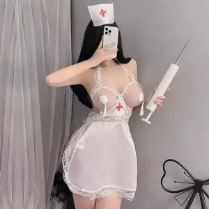오픈간호사 코레 섹시 망사 란제리 속옷소품 슬립
