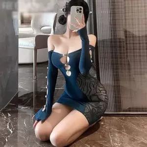 이브닝글램원피스 코레 섹시 망사 란제리 섹시슬립